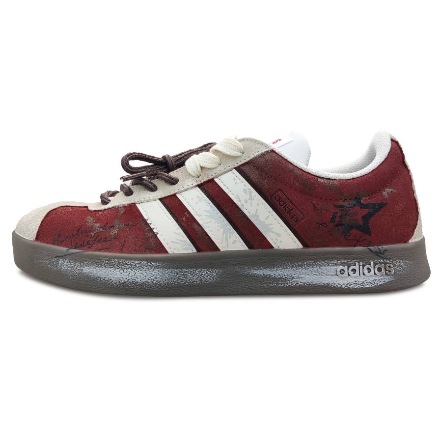 Adidas Adidas VL COURT 2.0 Skateboard Shoes Unisex Low Top Red/Beige/Brown
