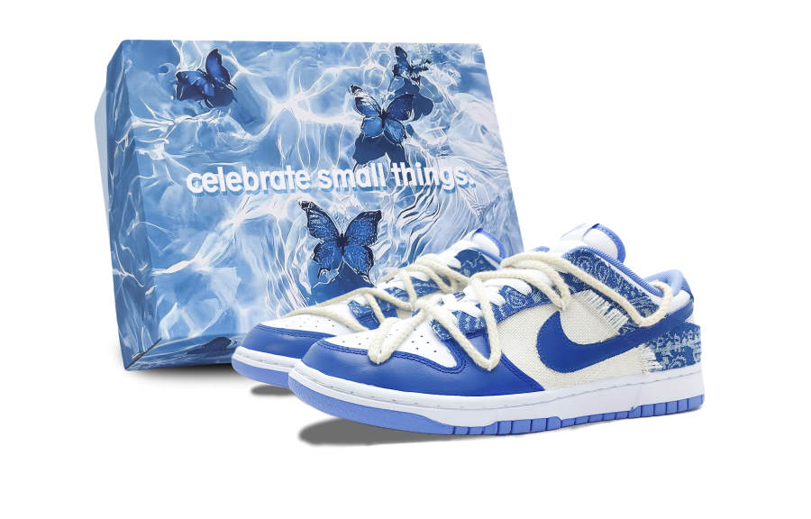 Nike Nike Dunk Slip Resistant Abrasion Resistant Low top Skateboard Shoes Unisex White Blue
