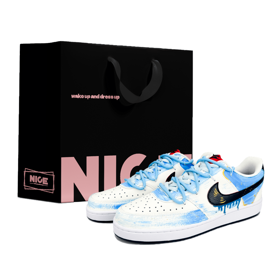 Nike Nike Court Vision 1 Wear resistant And Lightweight Low top Skateboard Shoes Men's Blue White