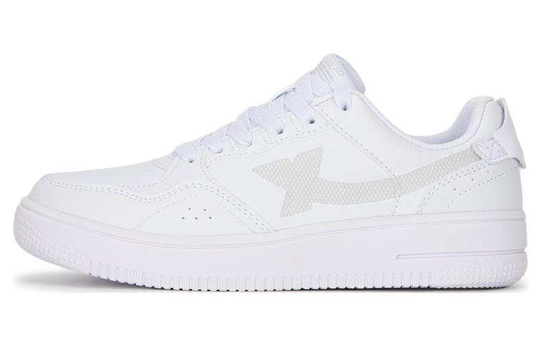 XTEP Synthetic Leather Slip Resistant Abrasion Resistant Low top Skateboard Shoes Women's White