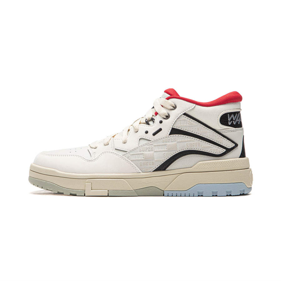 Li-Ning Li Ning Wave MID Abrasion Resistant, Lightweight, Balanced Mid top Skateboard Shoes Unisex White Gray