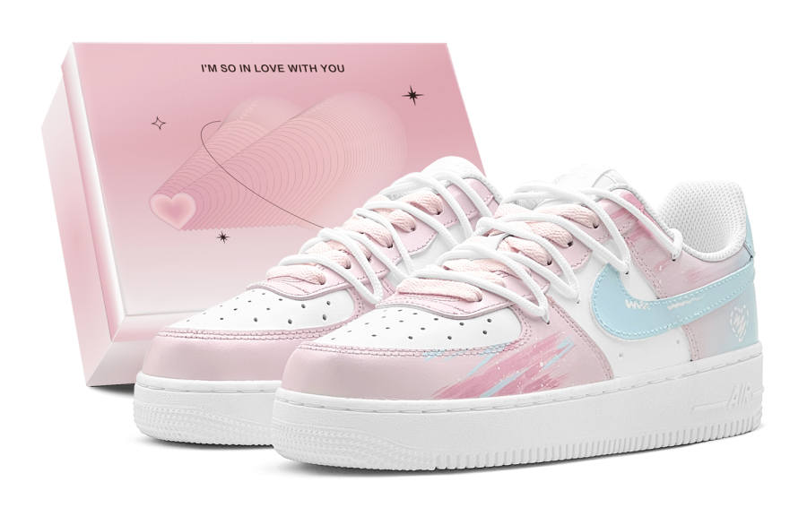 Nike Nike Air Force 1 Air Force 1, Couple's, Colorful Love Song Low top Skateboard Shoes Women's Pink Blue