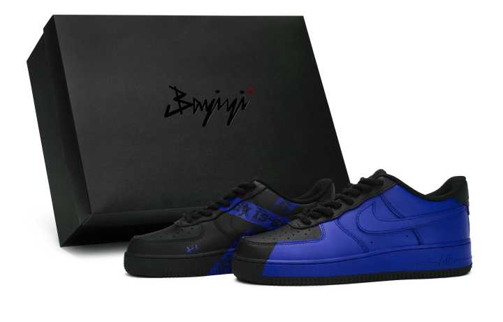 Nike Nike Air Force 1 07 811 Manufacturing, Deep Blue Joker, Special Shoe Box Low top Skateboard Shoes Unisex Black Blue