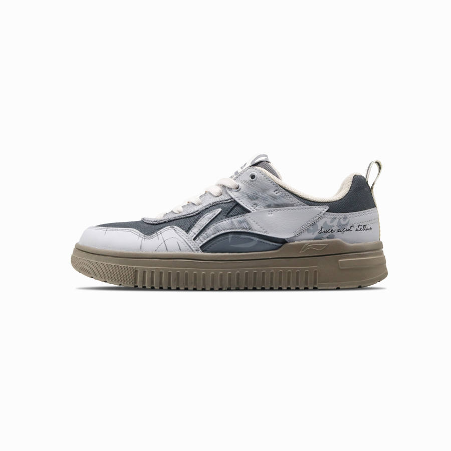 Li-Ning Li Ning Cyan Cloud Lightweight, Slip Resistant, And Abrasion Resistant Low top Skateboard Shoes Men's Gray