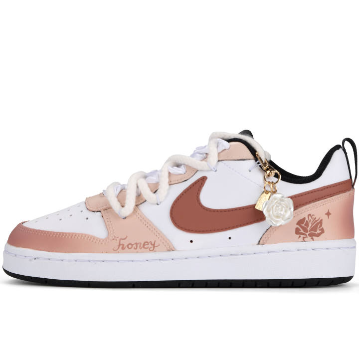 Nike Nike Court Borough Lightweight And Breathable Low top Skateboard Shoes GS White Pink