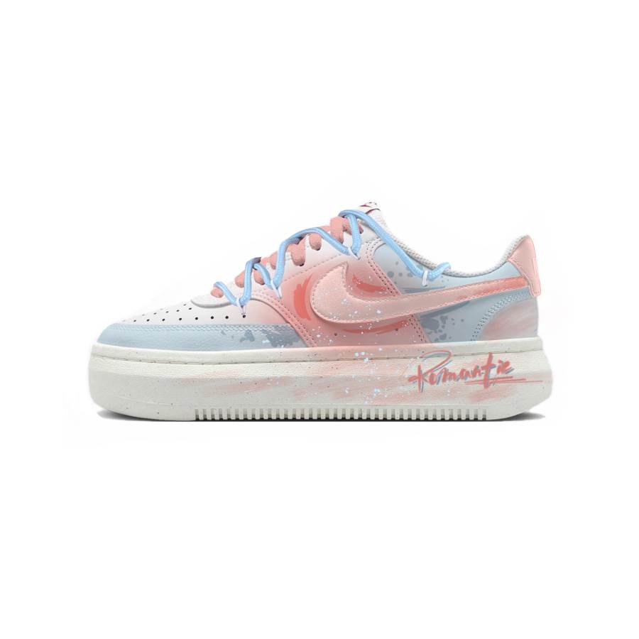 Nike Nike Court Vision Alta Slip Resistant Abrasion Resistant Low top Skateboard Shoes Women's Blue Pink