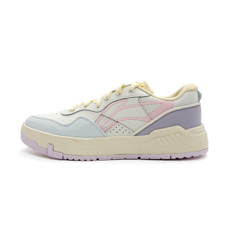 Li-Ning Li Ning Common 80s Synthetic Leather Low top Skateboard Shoes Women's Champagne White Country Sky Blue Sea Salt Purple