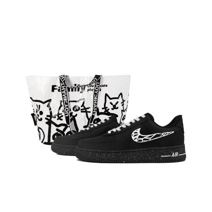 Nike Nike Air Force 1 Liquid Metal Slip Resistant Abrasion Resistant Low top Skateboard Shoes Unisex Black White Silver