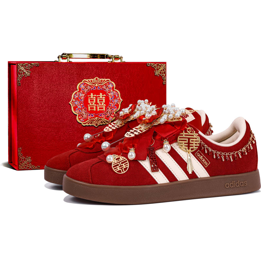 Adidas Adidas Vl Court Classic Blissful Union Box Abrasion Resistant Low top Skateboard Shoes Unisex Red