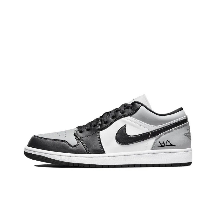 Jordan Jordan Air Jordan 1 Black Gray Toes Leather Abrasion Resistant Low top Skateboard Shoes Unisex Black White Gray