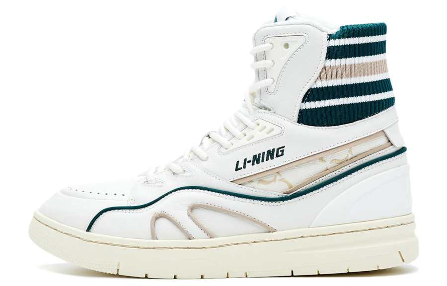 LI-NING 1990 LI NING 1990 Classic Collection Casual Coverage Abrasion Resistant High top Skateboard Shoes Women's Ecru