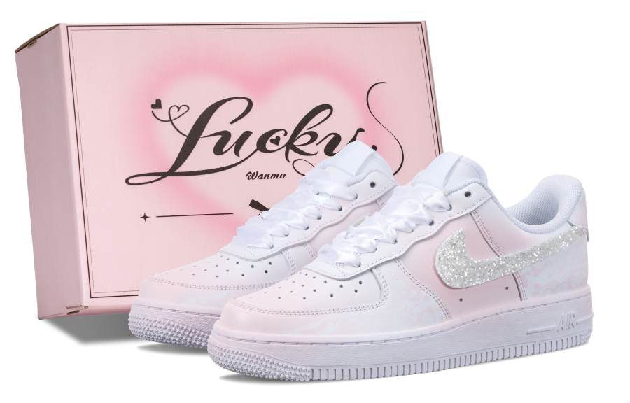 Nike Nike Air Force 1 Heart Fluttering Slip Resistant Abrasion Resistant Low top Skateboard Shoes Women's White