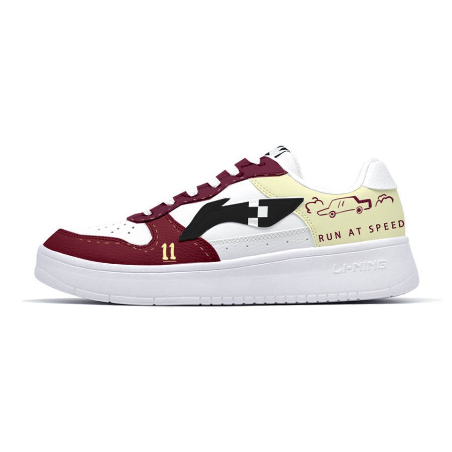 Li-Ning Li Ning Floating Boat Lightweight, Breathable, And Slip Resistant Low top Skateboard Shoes Men's White Red