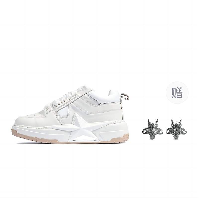 PENTAGONAL HEART Step Star Dream Collection Low top Skateboard Shoes Unisex White