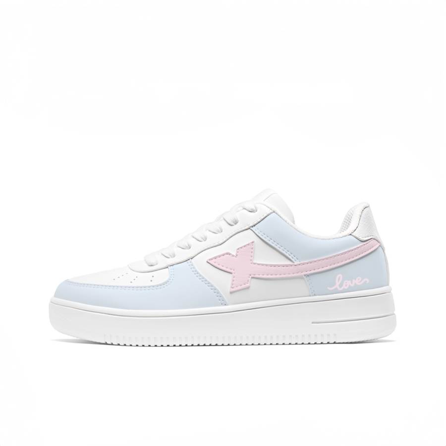 XTEP Air Force 1 Cushioning, Wear Resistant Low top Skateboard Shoes Women's Pink Blue