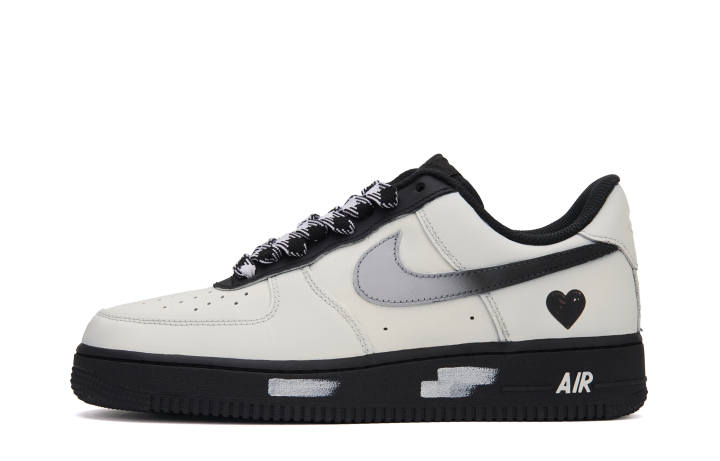 Nike Nike Air Force 1 Yunding Mousse Leather Cushioning, Wear Resistant Low top Skateboard Shoes Unisex White Black