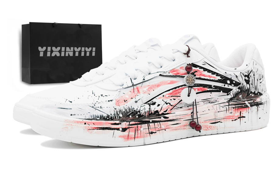 Li-Ning Li Ning Slip Resistant Cushioning Abrasion Resistant Low top Skateboard Shoes Men's White Red