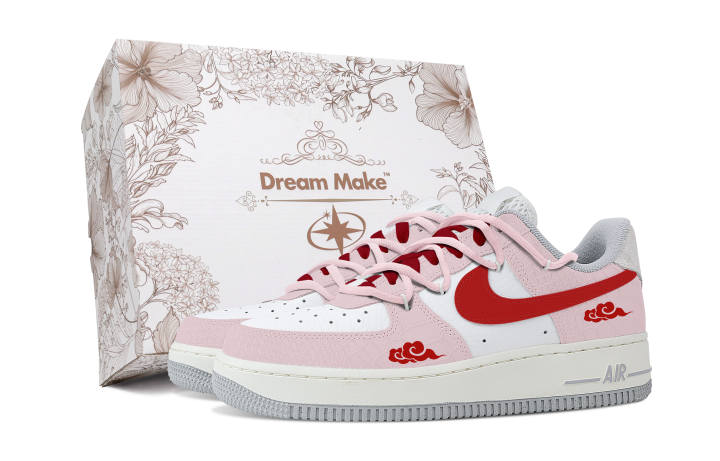 Nike Nike Air Force 1 Hongfu Auspicious Clouds, White Box Slip Resistant Abrasion Resistant Low top Skateboard Shoes Women's
