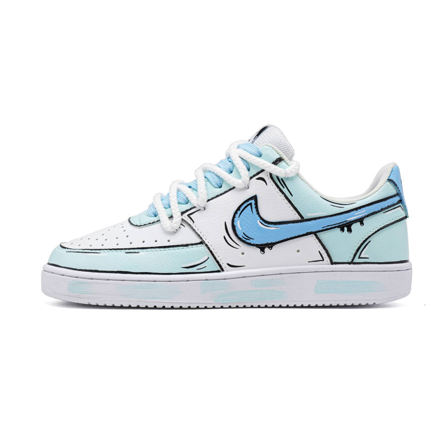 Nike Nike Court Vision 1 Ice Blue Comic Cushioning, Wear Resistant Low top Skateboard Shoes Men's Blue White