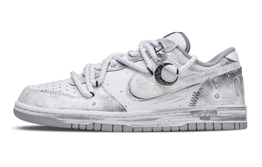 Nike Nike Big Star Moon Abrasion Resistant Low top Skateboard Shoes Unisex Silver White
