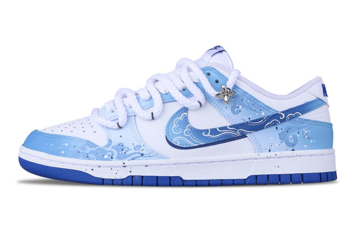 Nike Nike Dunk Slip Resistant Cushioning Low top Skateboard Shoes Men's White Blue