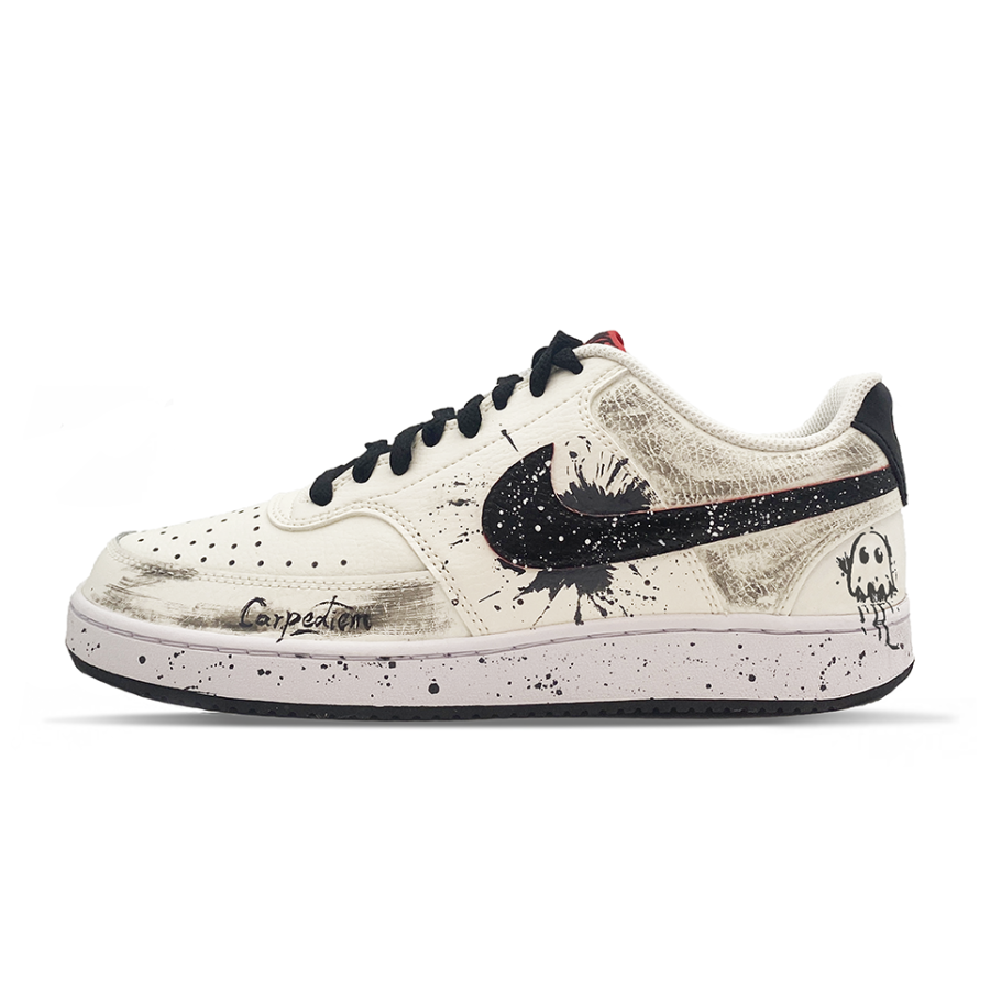 Nike Nike Court Vision 1 Ink Stain Ghost Abrasion Resistant Low top Skateboard Shoes Men's Beige Black