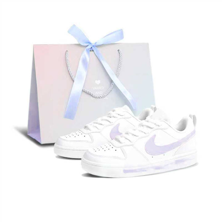 Nike Nike Court Borough Purple Star Firefly Leather Slip Resistant Cushioning Abrasion Resistant Low top