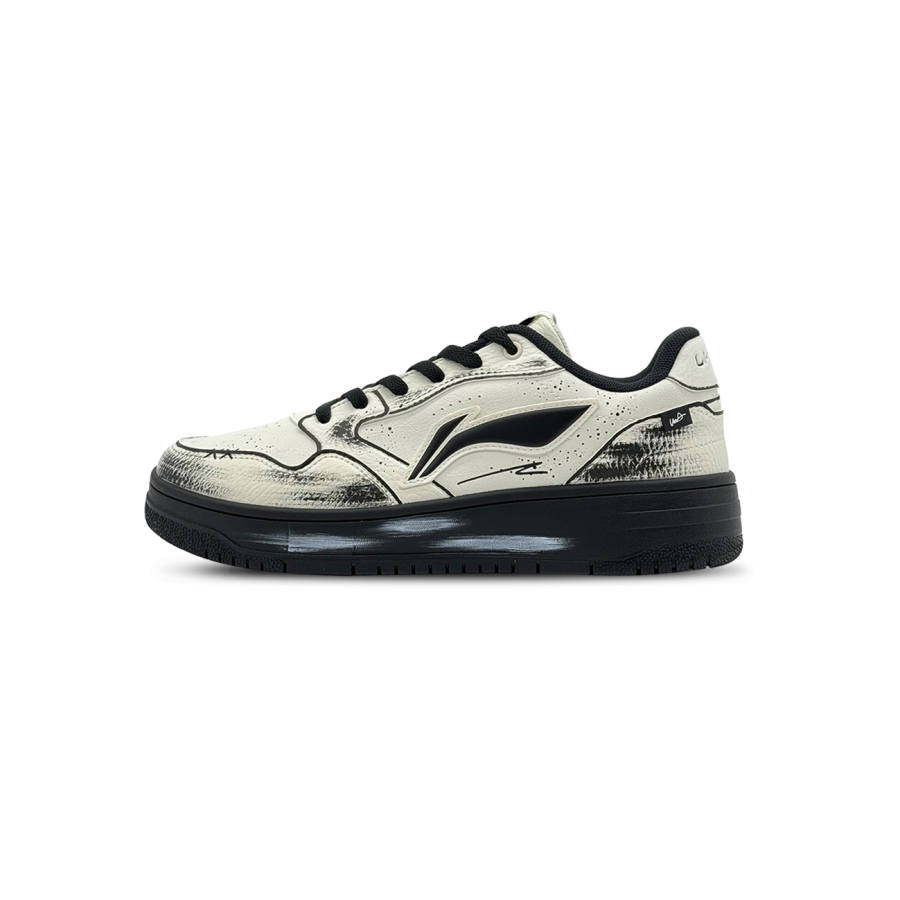 Li-Ning Li Ning Tianji Soft Cushioning, Wear Resistant Low top Skateboard Shoes Unisex Beige Black