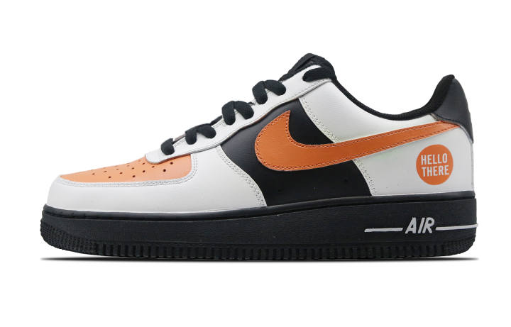 Nike Nike Air Force 1 Slip Resistant Abrasion Resistant Low top Skateboard Shoes Men's Black Orange