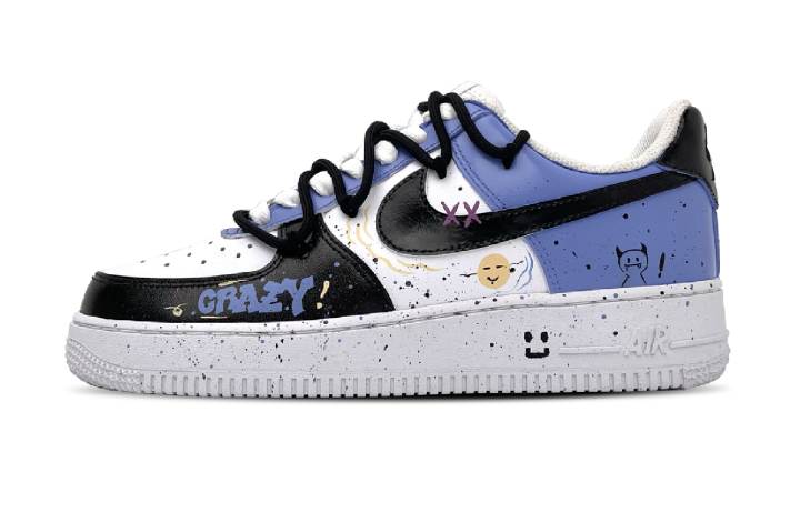 Nike Nike Air Force 1 Abrasion Resistant Low top Skateboard Shoes Men's Blue Black