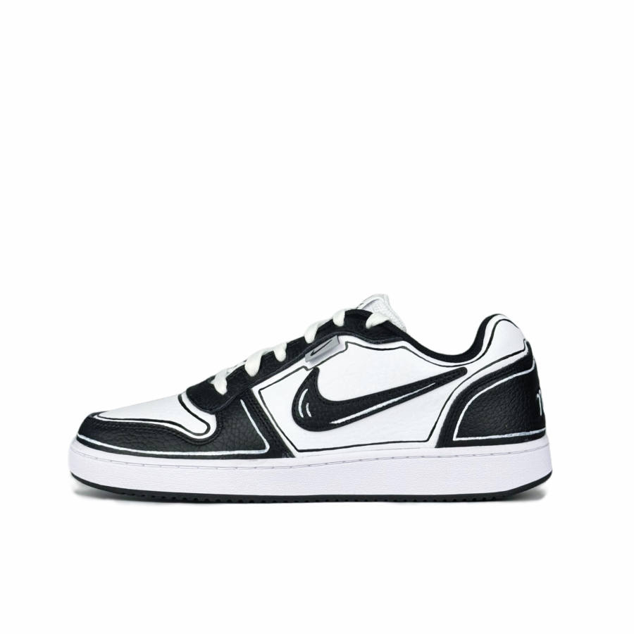 Nike Nike EBERNON Anime Synthetic Leather Abrasion Resistant Low top Skateboard Shoes Men's Black White