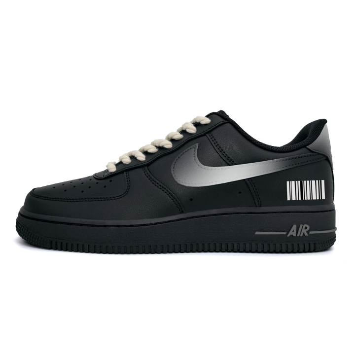 Nike Nike Air Force 1 Mysterious Code 07 Triple Black Slip Resistant Abrasion Resistant Low top Skateboard Shoes Unisex