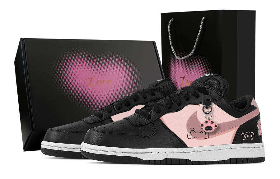 Nike Nike Big Sweetheart Cat Paw Abrasion Resistant Breathable Low top Skateboard Shoes Men's Pink Black
