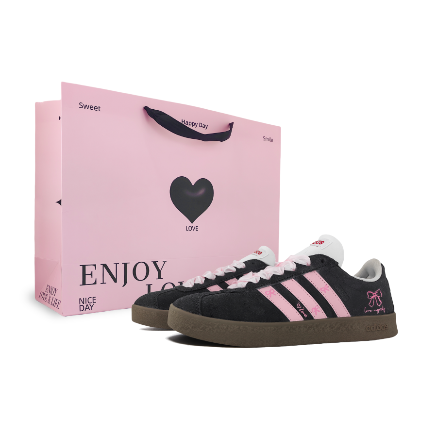 Adidas Adidas VL COURT 2.0 Abrasion Resistant Abrasion Resistant Low top Skateboard Shoes Unisex Black Pink