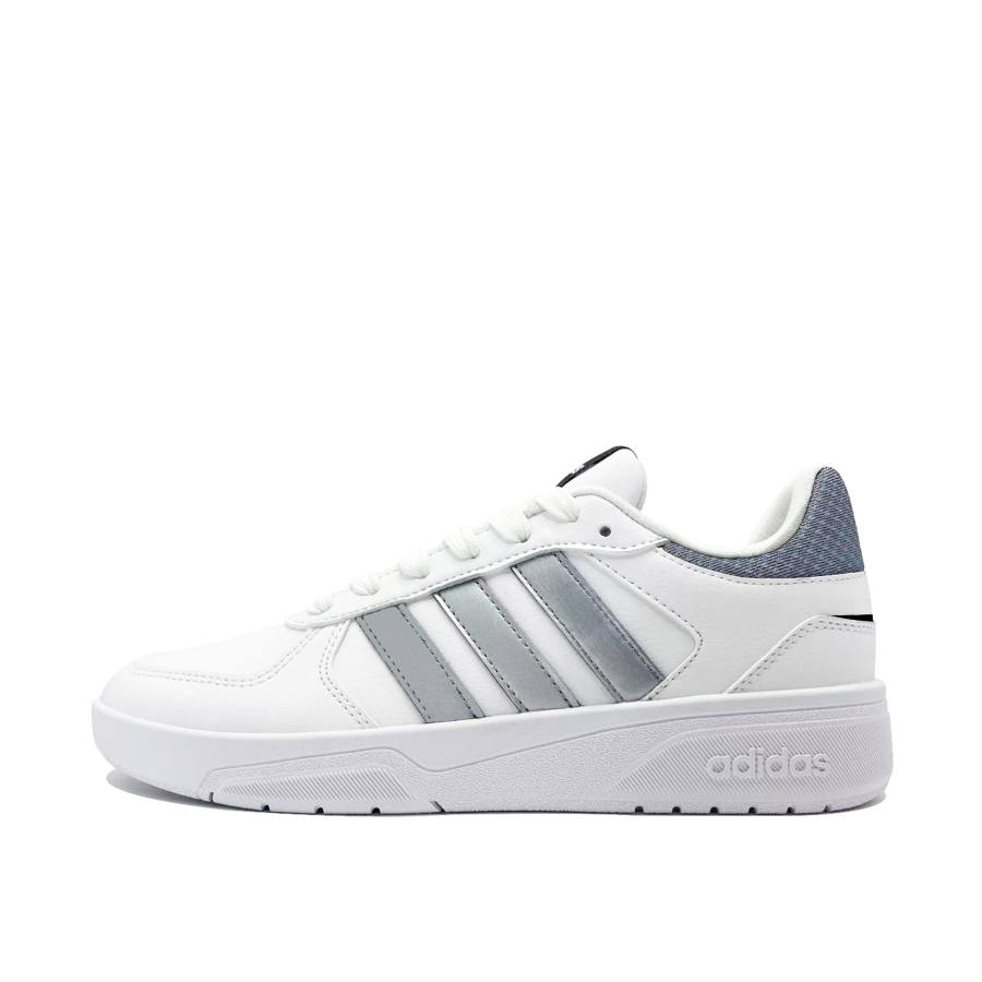 Adidas Neo Courtbeat Silver Shadow Synthetic Leather Abrasion Resistant Low top Skateboard Shoes Unisex White Gray