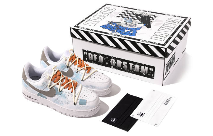 Nike Nike Air Force 1 Low top Skateboard Shoes Men's Blue Brown