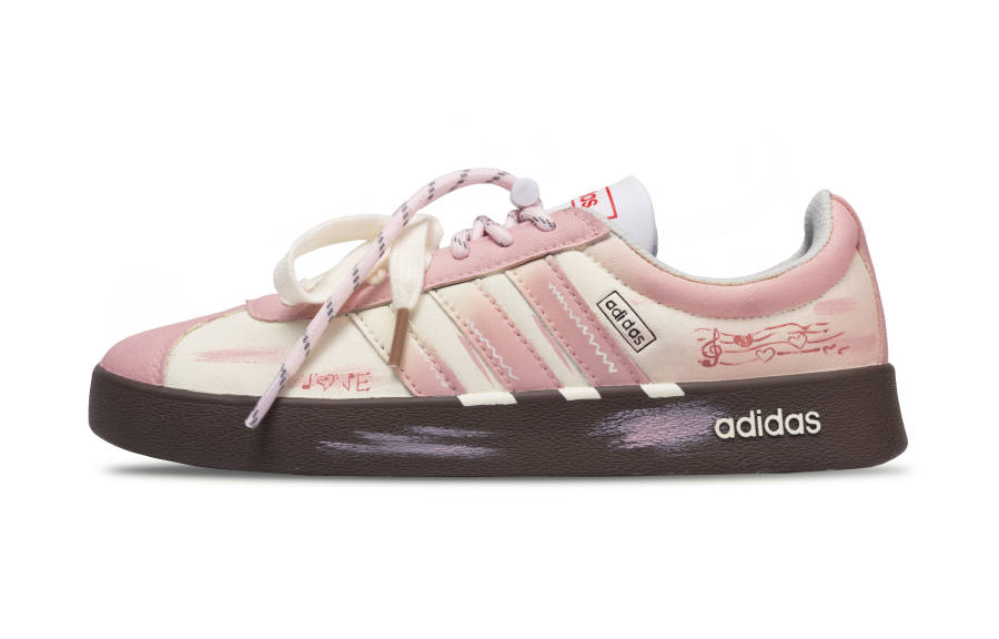 Adidas Adidas VL COURT 2.0 Cushioning Abrasion Resistant Slip Resistant Low top Skateboard Shoes Women's Beige Pink Brown