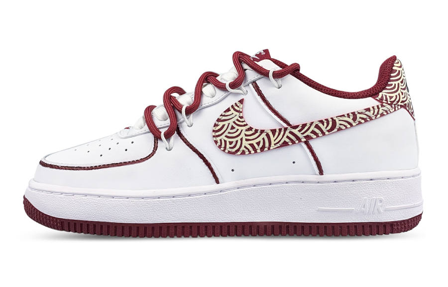 Nike Nike Air Force 1 Slip Resistant Cushioning Abrasion Resistant Low top Skateboard Shoes GS White Red