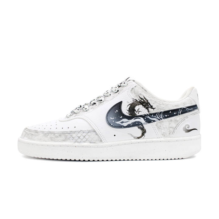 Nike Nike Court Vision 1 Non slip Lightweight Low top Skateboard Shoes Men's Black White