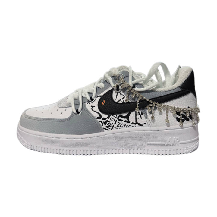 Nike Nike Air Force 1 White And Black Peninsula Abrasion Resistant Abrasion Resistant Low top Skateboard Shoes Unisex