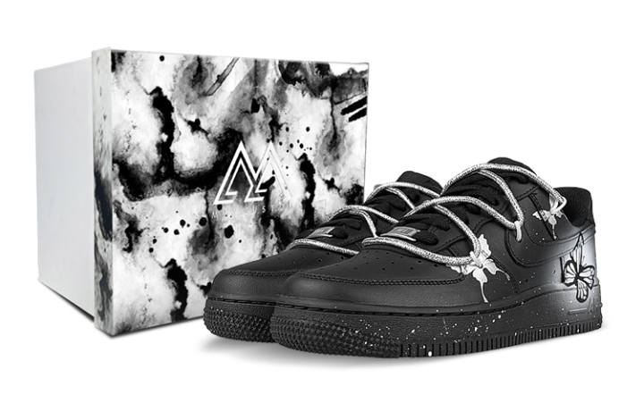 Nike Nike Air Force 1 Low Slip Resistant Abrasion Resistant Low top Skateboard Shoes Women's Black Silver
