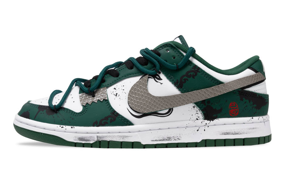 Nike Nike Dunk Blessing Snake Slip Resistant Slip Resistant Low top Skateboard Shoes Unisex White Green