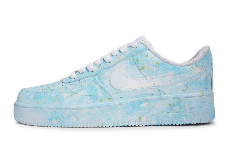 Nike Nike Air Force 1 REGO Hot Dog, Amidst A Hundred Flowers Low top Skateboard Shoes Unisex White Blue Pink Green