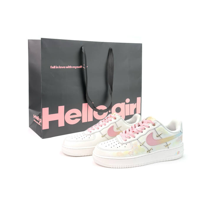 Nike Nike Air Force 1 Mini Gold Pink Star Dream 2.0 Abrasion Resistant Abrasion Resistant Low top Skateboard Shoes Unisex