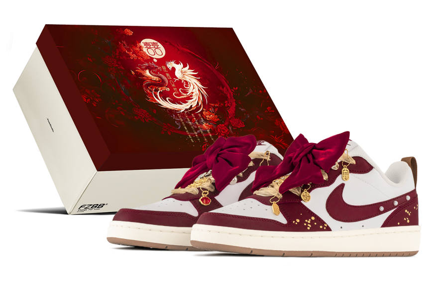 Nike Nike Court Borough Abrasion Resistant Low top Skateboard Shoes Women's Red Gold White