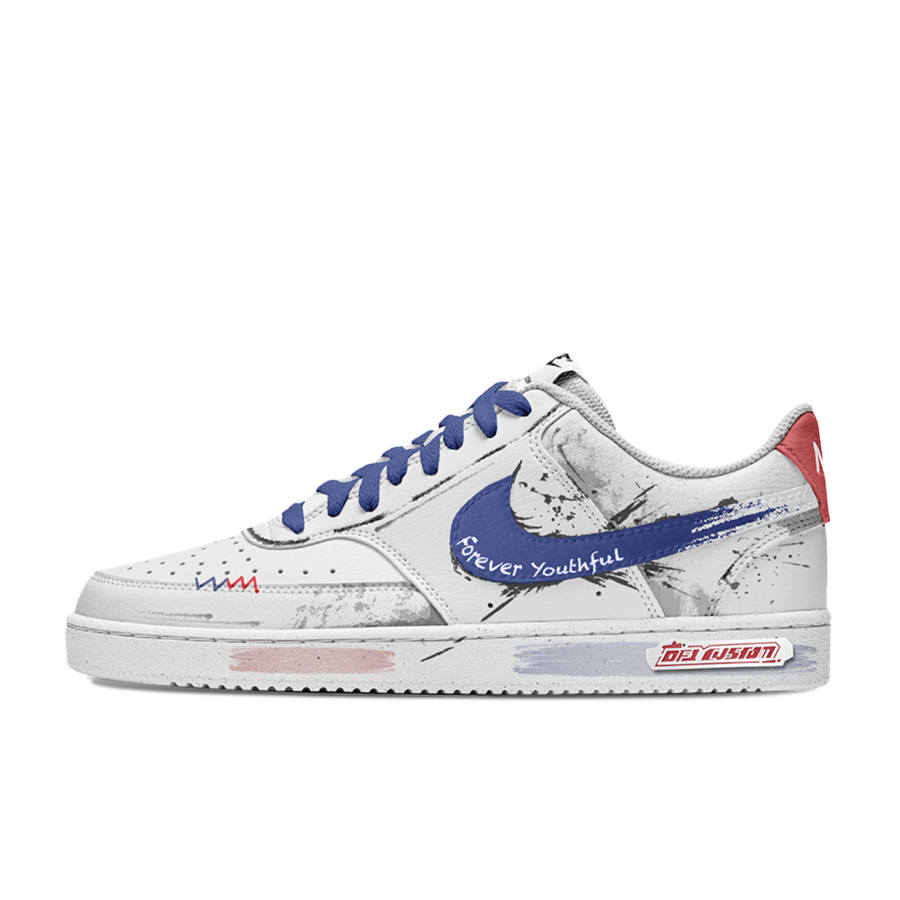 Nike Nike Court Vision 1 Freedom Panda, Mobile Suit Gundam Cushioning Low top Skateboard Shoes Men's Blue White