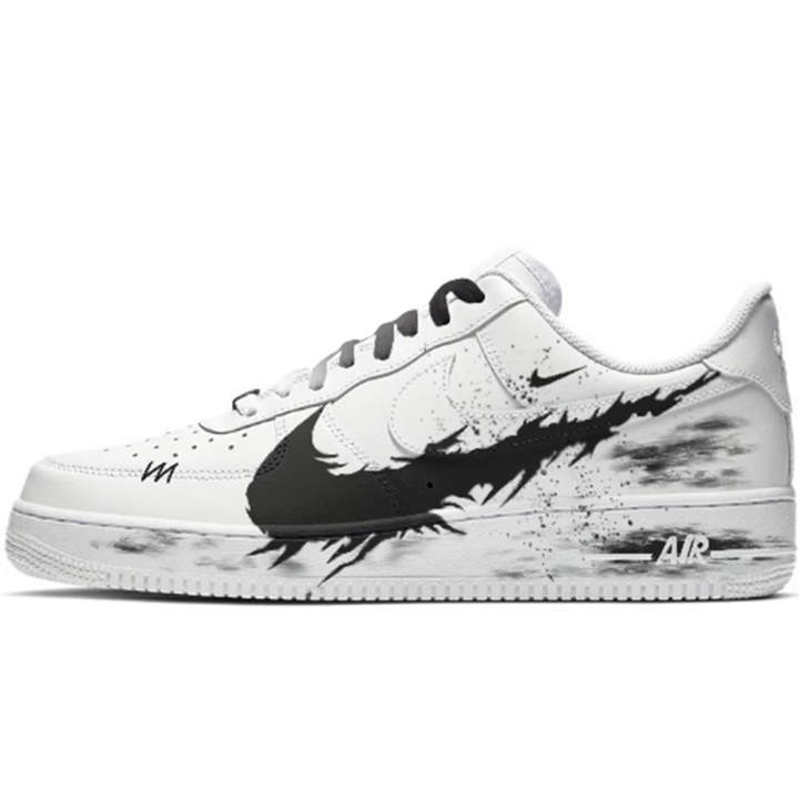 Nike Nike Air Force 1 Slip Resistant Abrasion Resistant Low top Skateboard Shoes Unisex Black White