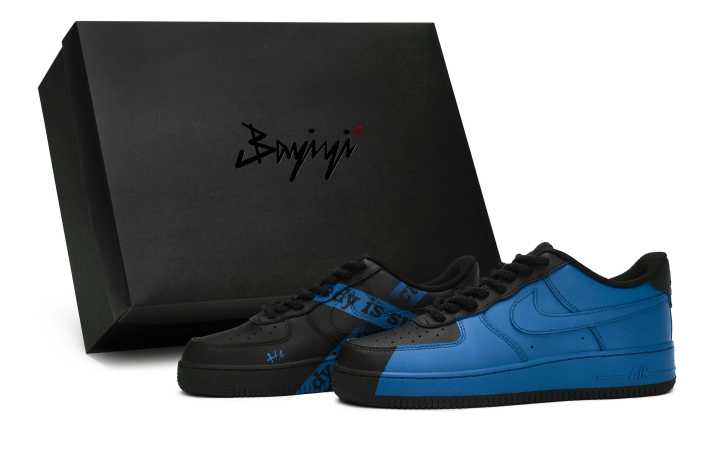 Nike Nike Air Force 1 07 811 Manufacturing, Phantom Joker, Special Shoe Box Low top Skateboard Shoes Unisex Black Lake Blue