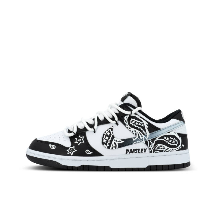 Nike Nike Dunk Xingji Prankster XJDD Street Paisley Leather Low top Skateboard Shoes Unisex Black White
