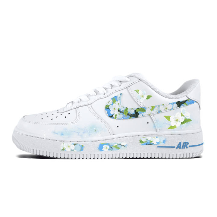 Nike Nike Air Force 1 Begonia Blossom Cushioning, Wear Resistant Skateboard Shoes Unisex White